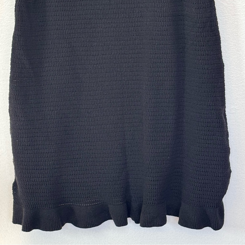 Anthropologie Ruffled Pointelle Mini Dress In Black Sz XL - Picture 6 of 16